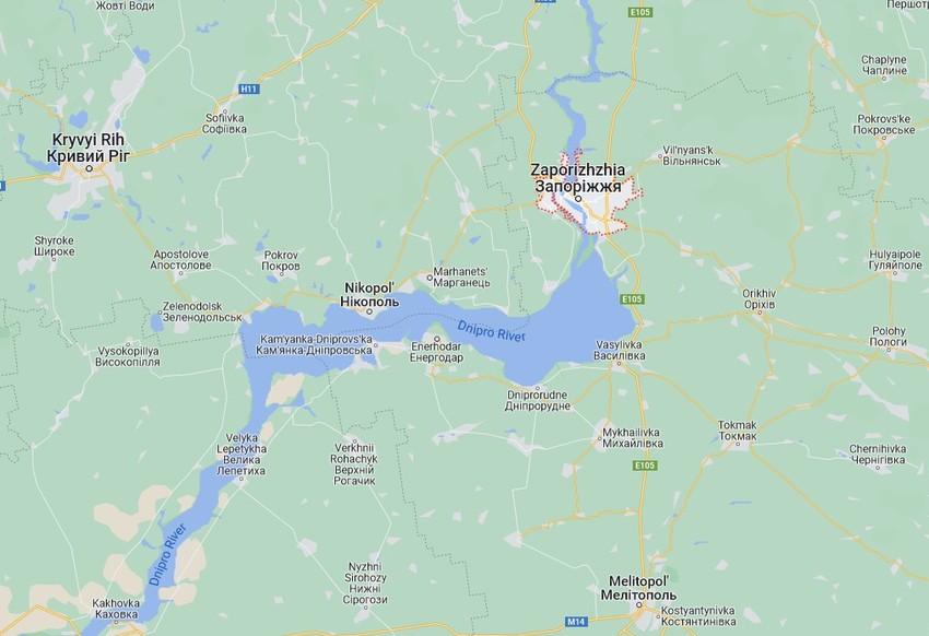 Zaporožje i Energodar na mapi