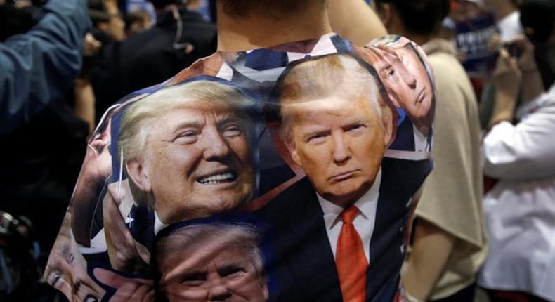 Image of Donald Trump on a supporter's T-shirt