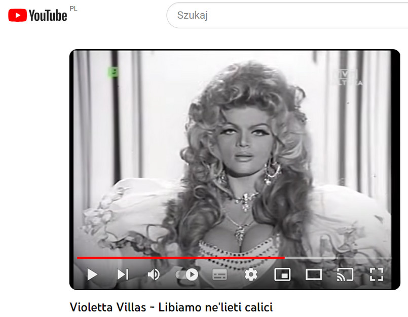 Violetta Villas w 1970 roku podczas wykonywania "Libiamo ne'lieti calici" (żródło: yotube.com)
