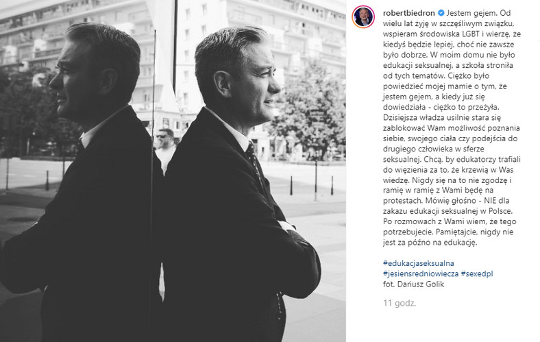 Robert Biedroń na Instagramie