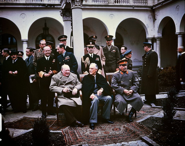 Winston Churchill, Franklin D Roosevelt i Józef Stalin w Jałcie