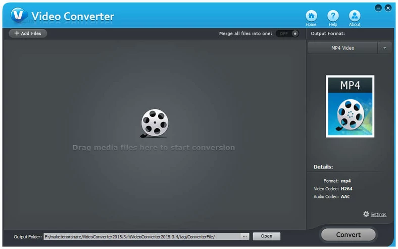 Główne okno programu do konwersji filmów - Tenorshare Video Converter