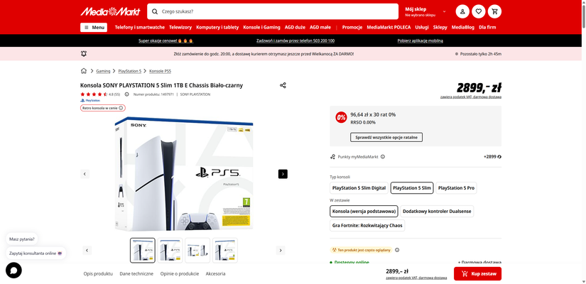 Nowe ceny konsol PlayStation 5 w sieci Media Markt