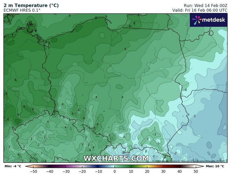 Poza południowo-wschodnią Polską, wszędzie będzie nietypowo ciepło, jak na połowę lutego