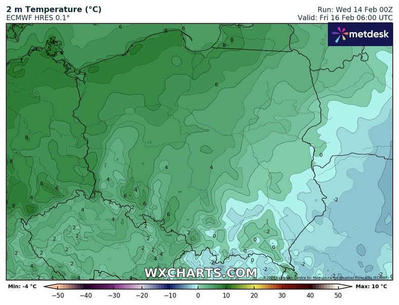 Poza południowo-wschodnią Polską, wszędzie będzie nietypowo ciepło, jak na połowę lutego