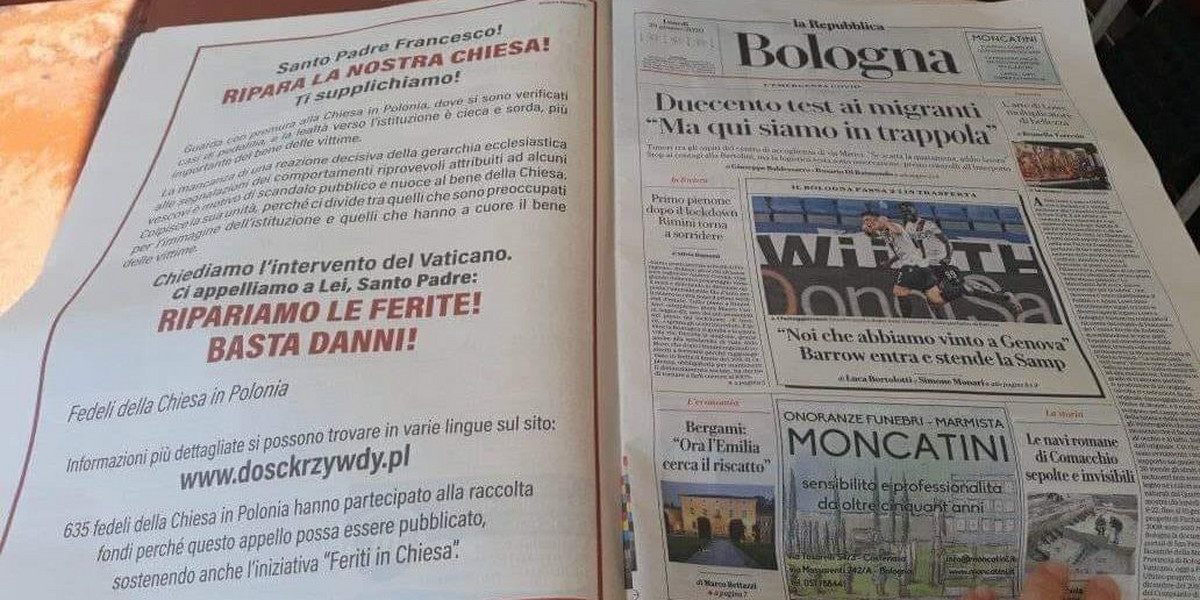 Apel w dzienniku La Repubblica