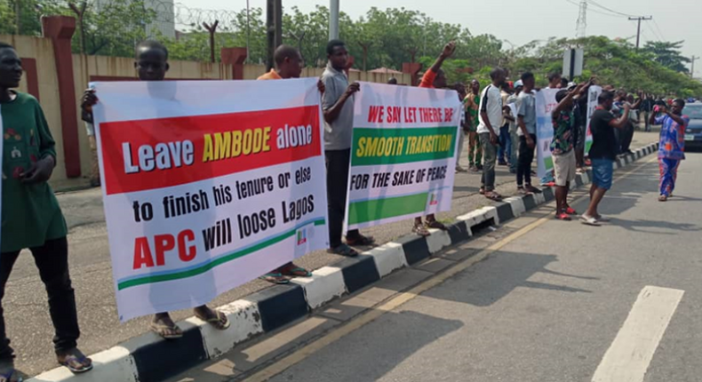 Protesters storm Lagos Assembly over Ambode's planned impeachment