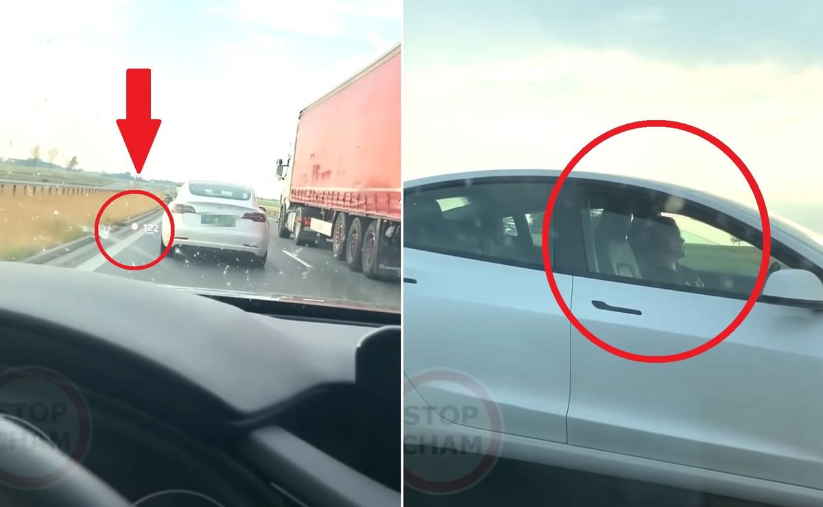 Kobieta spała za kierownicą Tesli na S5