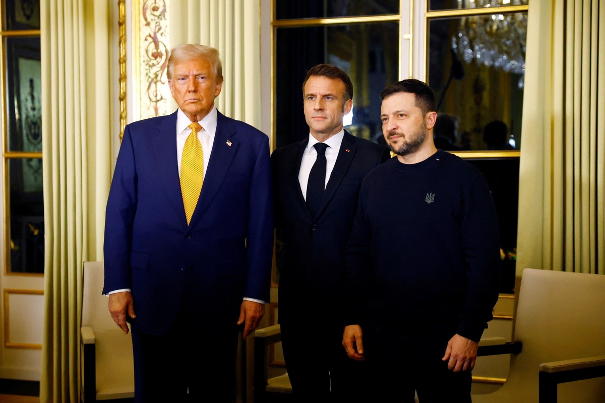 Macron, Trump,  Zełenski