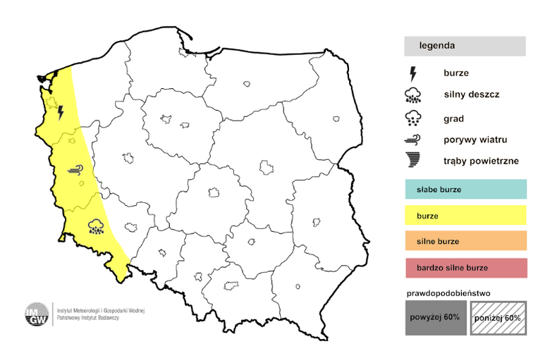 W piątek umiarkowane burze możliwe są na zachodzie Polski