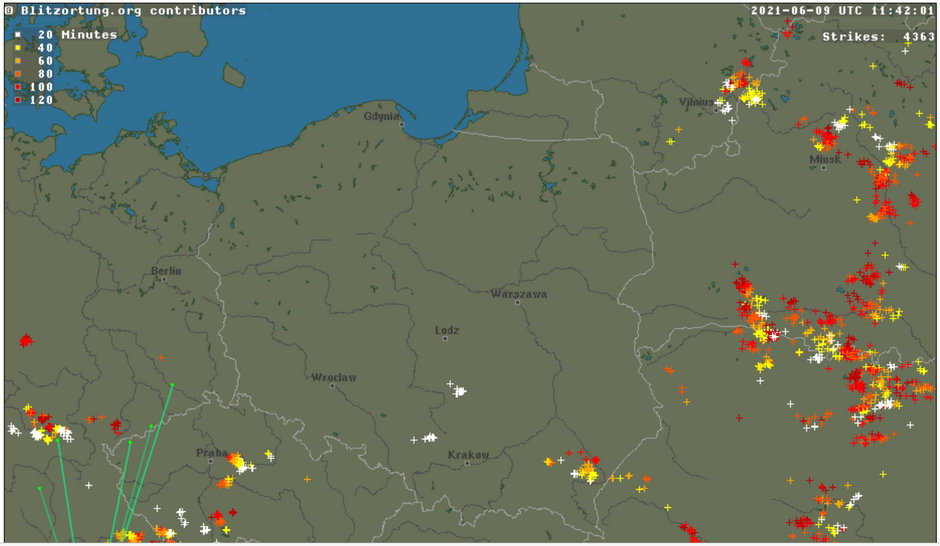 Detektor wyładowań atmosferycznych (godz. 13:40)