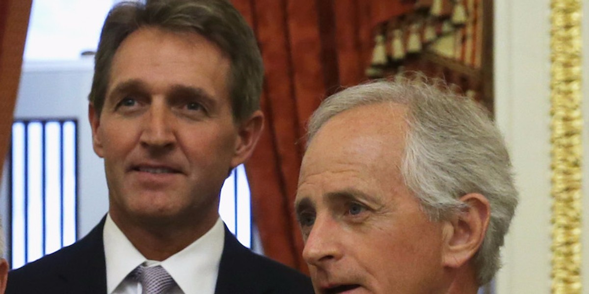 Trump fires back at outgoing Senators Corker and Flake, saying they had 'zero chance' of reelection