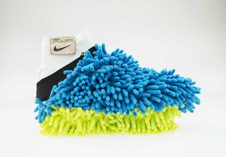 Described as a "cheeky design" by Nike, this puts a mop under your foot as a cushion. It also "sends a subliminal message to the competition: I’m going to wipe the floor with you!" Nike says.