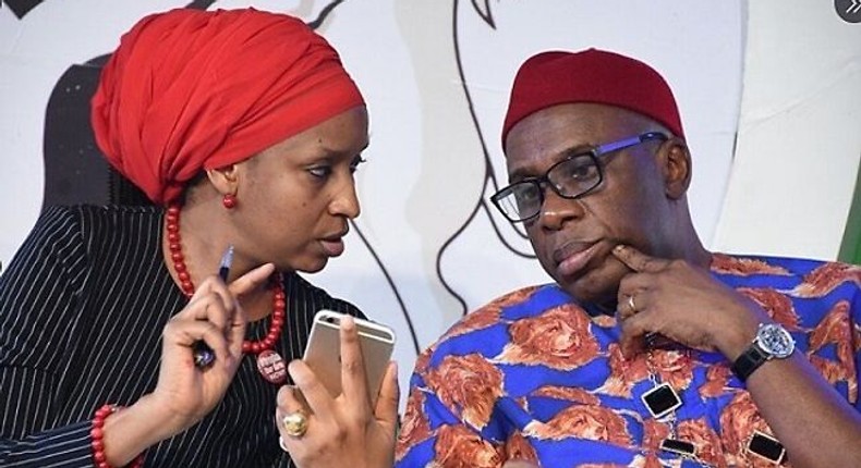 Special Adviser to President Bola Tinubu on Policy Coordination Hadiza Bala Usman and immediate past Minister of Transportation Rotimi Amaechi