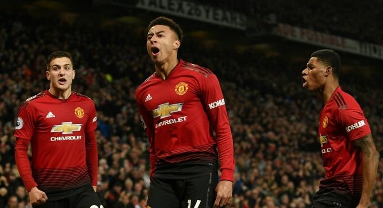 Manchester United's Jesse Lingard celebrates his equaliser in a thrilling 2-2 draw with Arsenal on Wednesday