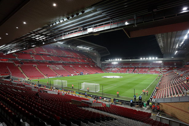 Widok na Anfield, stadion piłkarski w Liverpoolu