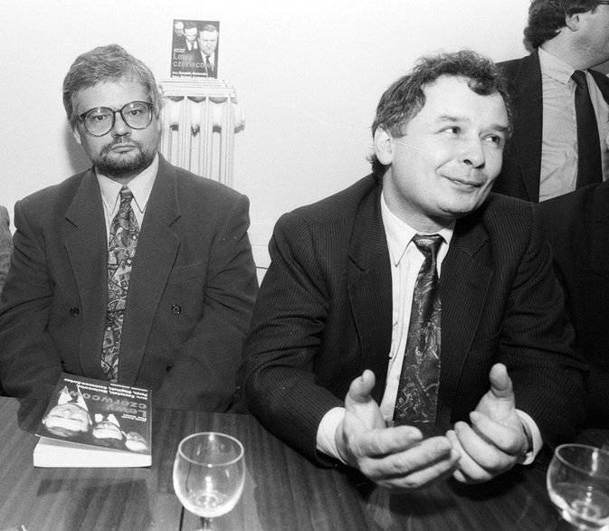 Adam Glapiński i Jarosław Kaczyński, 7 stycznia 1993 r.
