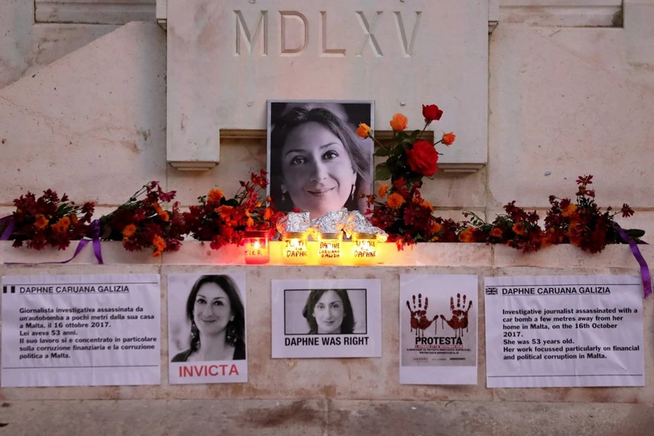 Memorijal ubijenoj novinarki Dafne Karuani Galiciji u Valeti, Malta, 26. novembra 2019. 