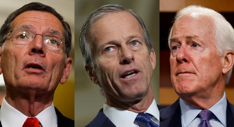 Sens. John Barrasso, John Thune, and John Cornyn are all said to be potential successors to McConnell.Anna Moneymaker and Kevin Dietsch/Getty Images