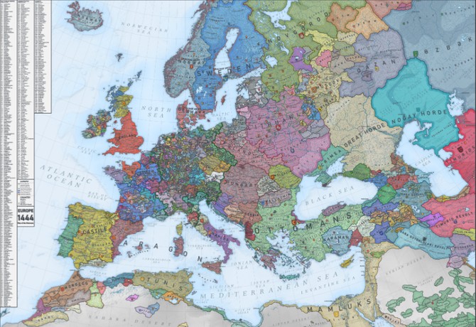 Karta Evrope 1444