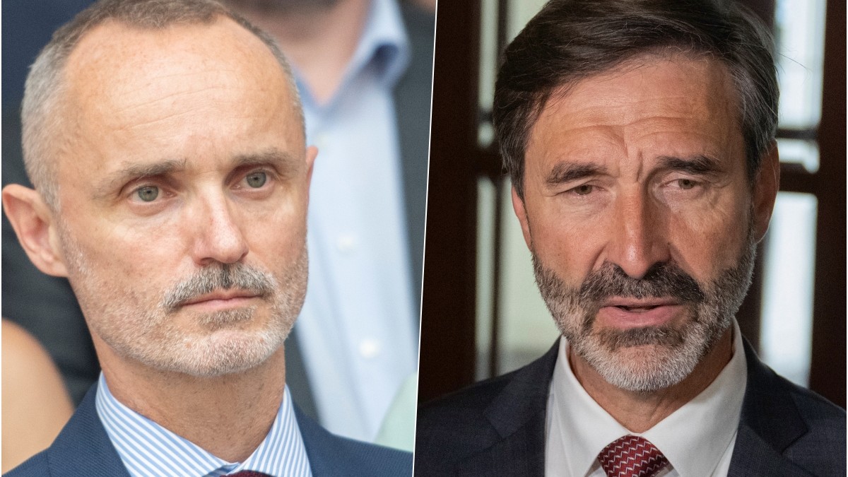 Poslanec PS Tomáš Valášek a minister zahraničných vecí a európskych záležitostí SR Juraj Blanár.