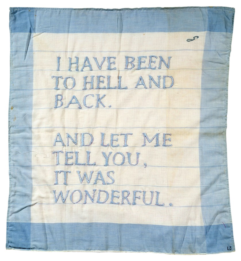 «Untitled (I have been to hell and back)» 1996, besticktes Taschentuch.
