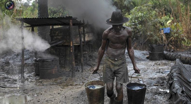 Illegal oil bunkering site