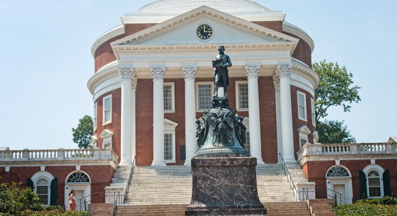 Statue of Thomas Jefferson in front of The Rotunda on the campus of the University of Virginia, Charlottesville, VirginiaRobert Knopes/UCG/Universal Images Group via Getty Images