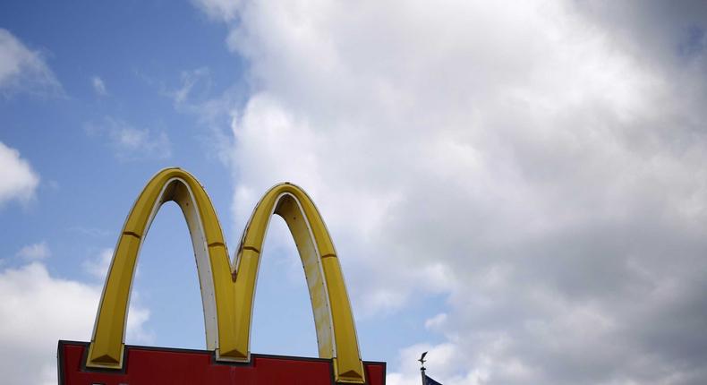 A McDonald's sign is seen outside one of its restaurants in Joliet, Illinois, March 26, 2015.
