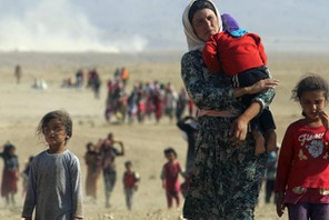 File photo of displaced people from the minority Yazidi sect, fleeing violence from forces loyal to 