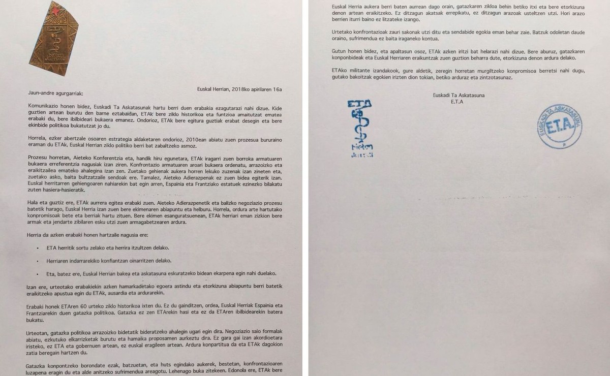 List ETA oznajmiający decyzję o zakończeniu działalności i całkowitym rozwiązaniu struktur