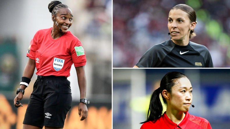 Salima Mukansanga (L), Stephanie Frappart (R1), Yoshimi Yamashita (R2) 