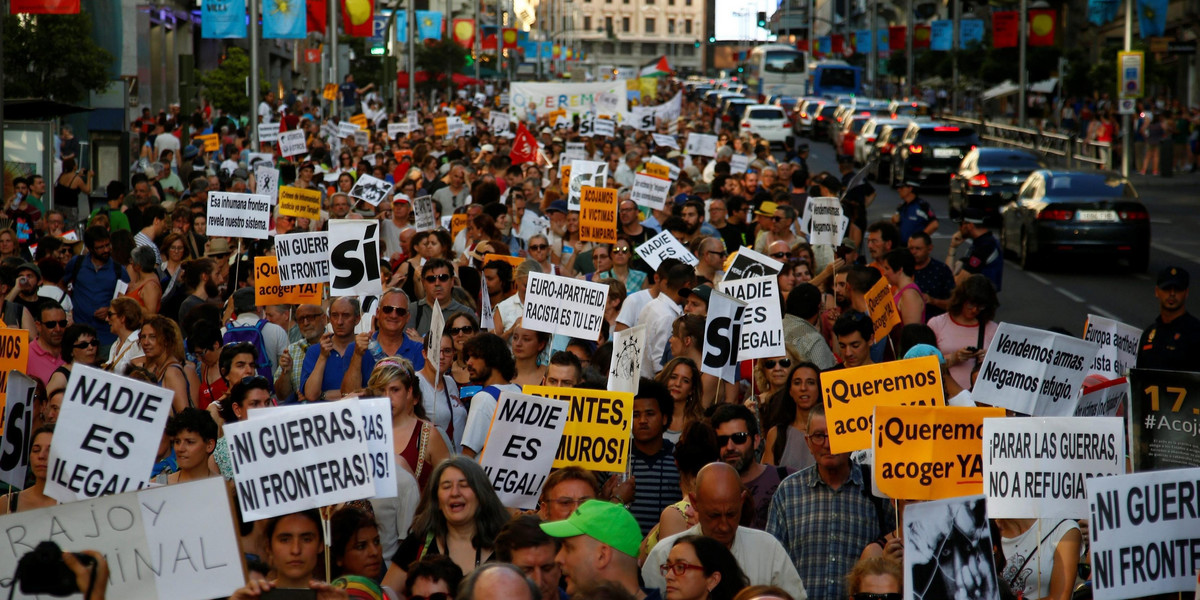 Madryt: Marsz zwolenników przyjęcia uchodźców