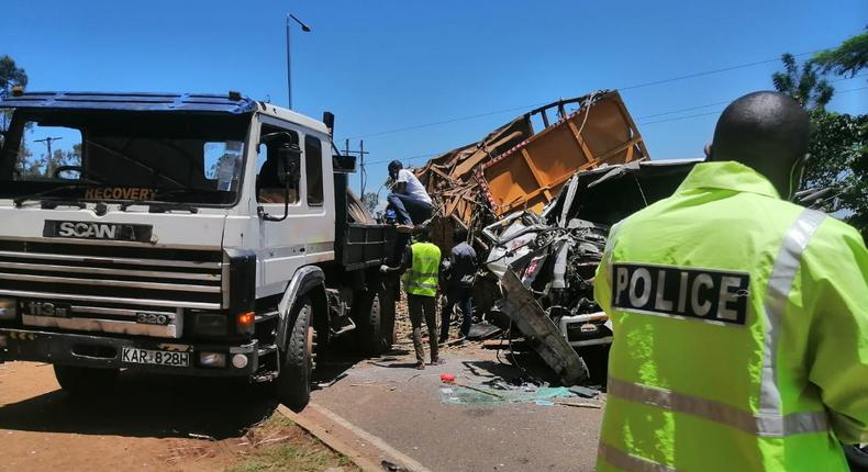 File image of a past accident along Kisumu-Nairobi Highway (Courtesy)