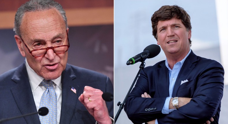 Senate Majority Leader Chuck Schumer and Fox News host Tucker Carlson