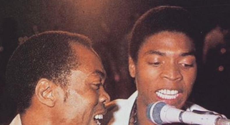 Fela Kuti and Femi Kuti in 1983