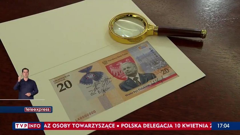 Awers banknotu z Lechem Kaczyńskim