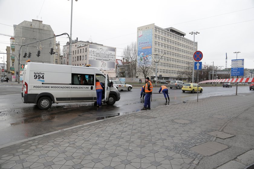 Awaria rury w centrum Wrocławia