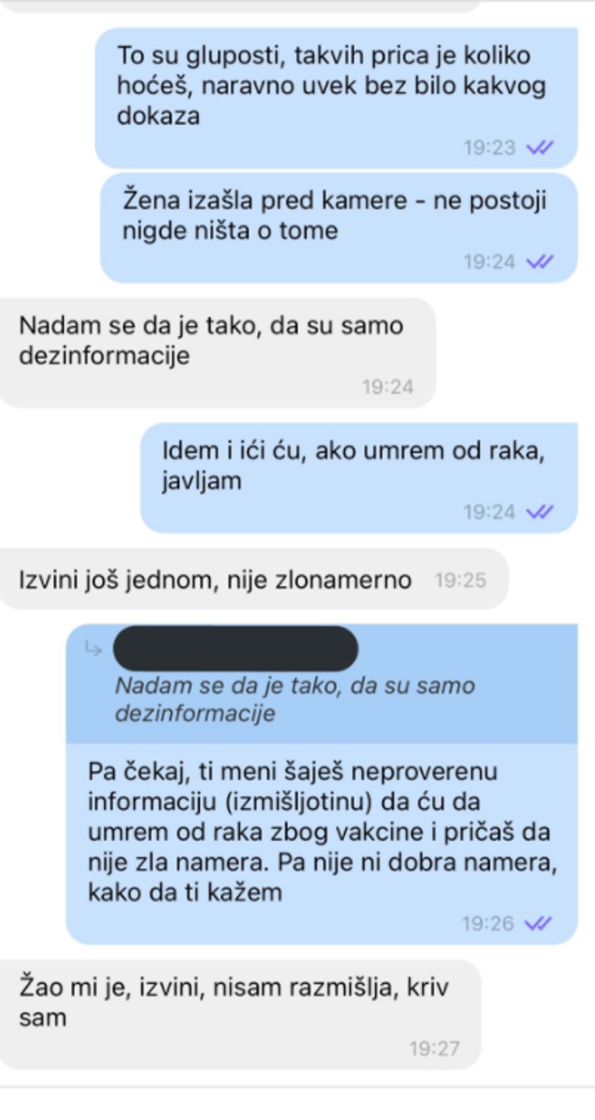 Antivakser se na kraju izvinio poznanici i priznao da je kriv