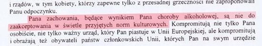 Krystyna Pawłowicz pisze do Junckera o "chorobie alkoholowej"