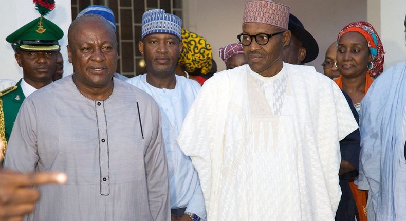 President John Mahama with Muhammadu Buhari