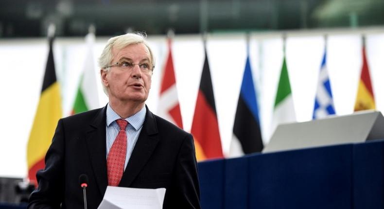 The European Union's Brexit negotiator Michel Barnier says the sooner Britain agrees on divorce terms the sooner it can start talks on a future trade deal after leaving the bloc