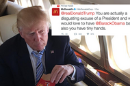 Wiadomość z profilu McDonald's umieszczona na zdjęciu Donalda Trumpa z jego oficjalnego profilu