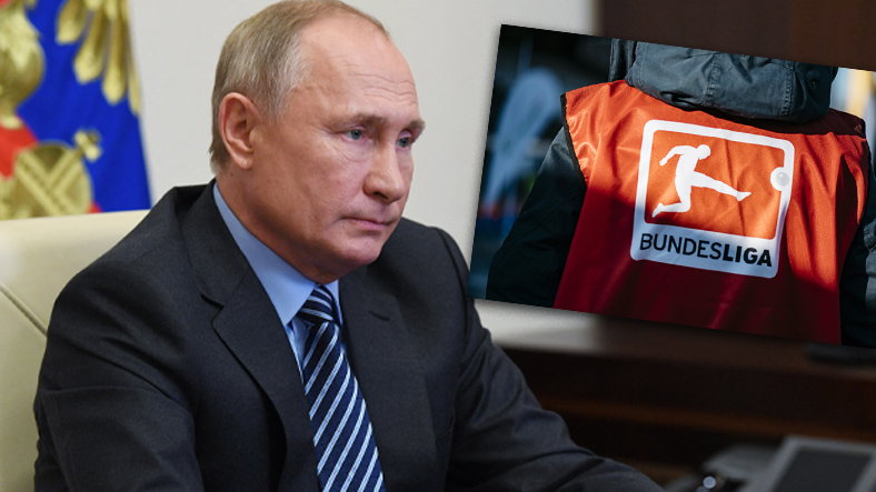 Władimir Putin i logo Bundesligi