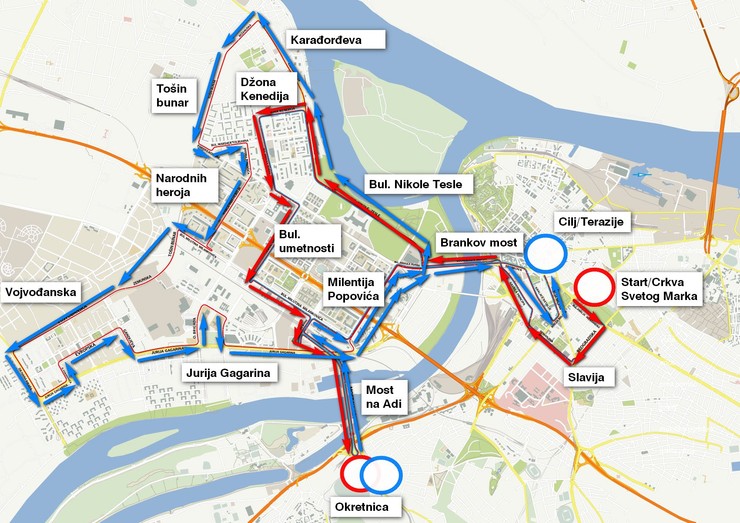 mapa sa ulicama beograd BEOGRAD U BLOKADI Zbog maratona se zatvaraju mnoge ulice, promene  mapa sa ulicama beograd