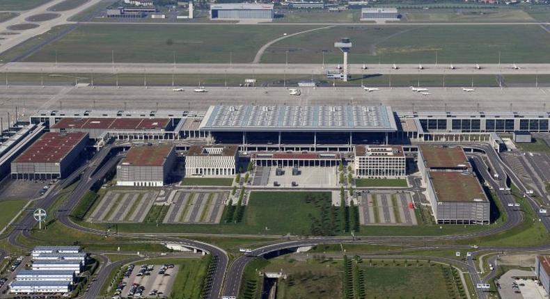 An aerial view of the unfinished BER airport which was due to open in June 2012