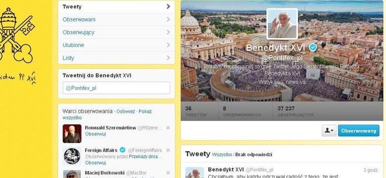 Ostatni tweet Benedykta XVI. "Odczuwajcie radość"