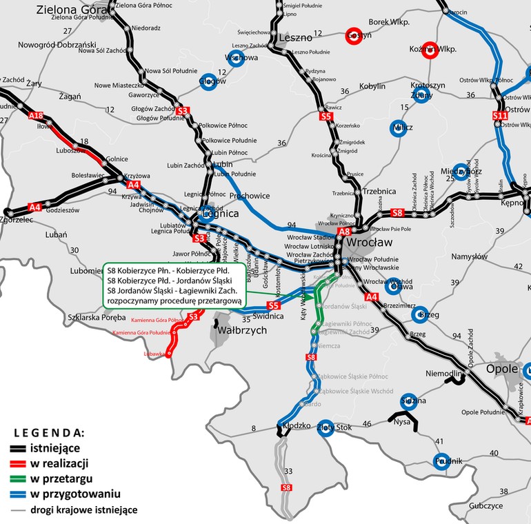 Nowa droga ekspresowa S8 zastąpi DK8 Kobierzyce-Łagiewniki