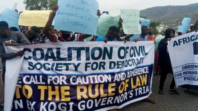 The pro-Bello protest was staged by the Kogi Youth Coalition, they claimed they were attacked by operatives of the commission [Naija News]