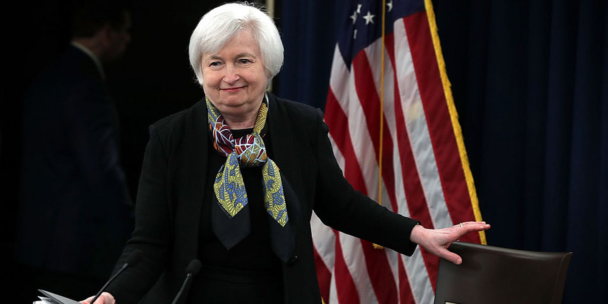 Fed w grudniu 2016 roku podniósł stopy procentowe. Na zdjęciu szefowa rezerwy federalnej - Janet Yellen